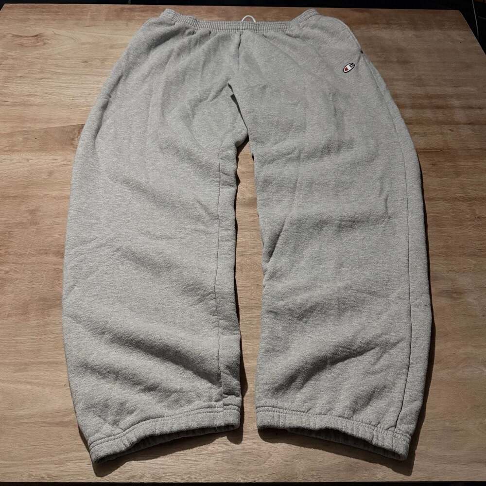 Champion Y2K Gray Fleece Sweatpants 2XL Baggy Logo Joggers
